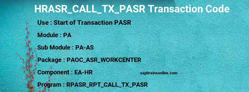 SAP HRASR_CALL_TX_PASR transaction code