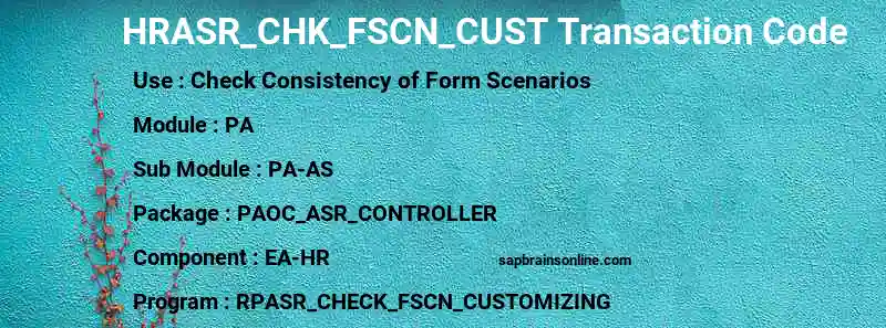 SAP HRASR_CHK_FSCN_CUST transaction code