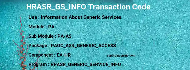 SAP HRASR_GS_INFO transaction code