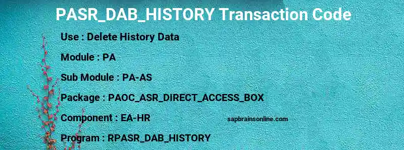 SAP PASR_DAB_HISTORY transaction code