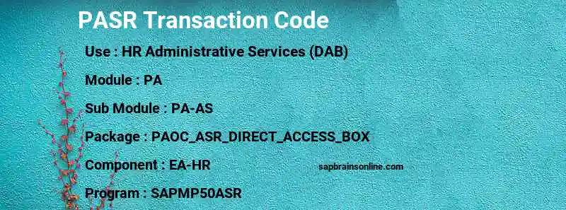SAP PASR transaction code
