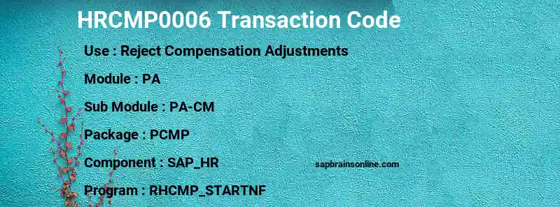 SAP HRCMP0006 transaction code