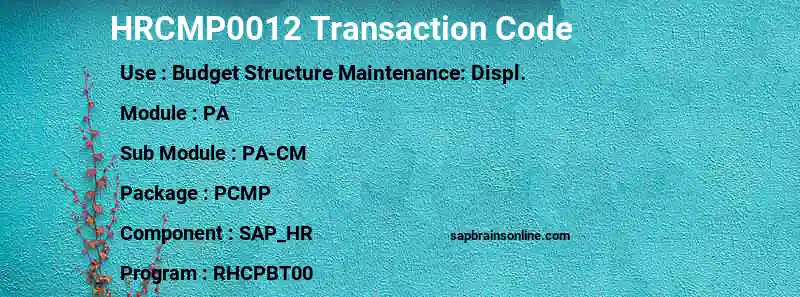 SAP HRCMP0012 transaction code