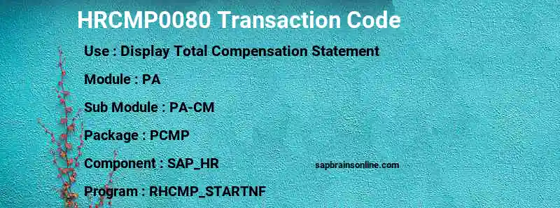 SAP HRCMP0080 transaction code
