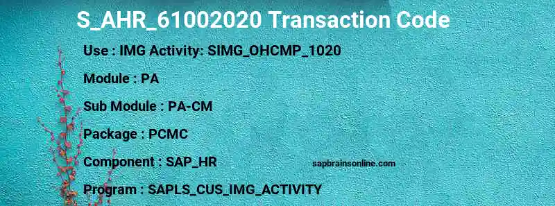 SAP S_AHR_61002020 transaction code