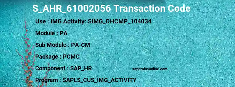 SAP S_AHR_61002056 transaction code
