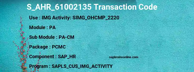 SAP S_AHR_61002135 transaction code