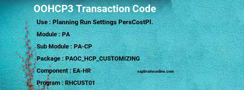 SAP OOHCP3 transaction code