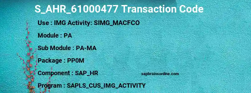 SAP S_AHR_61000477 transaction code