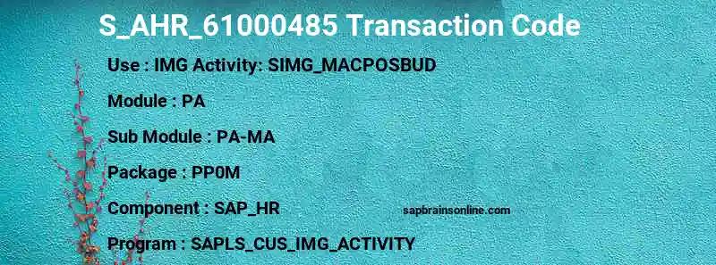 SAP S_AHR_61000485 transaction code