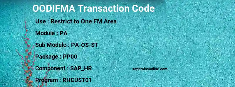 SAP OODIFMA transaction code