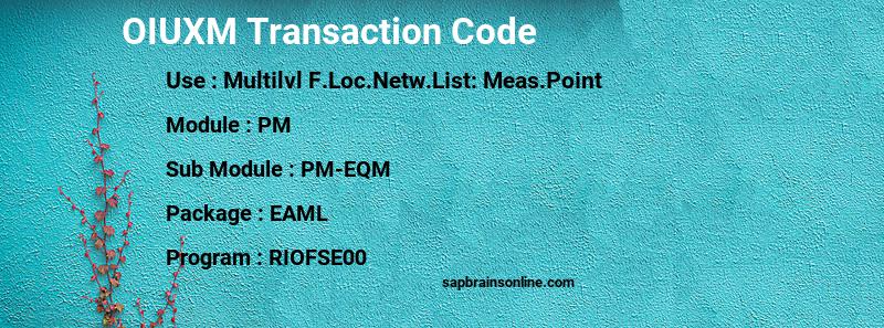 SAP OIUXM transaction code