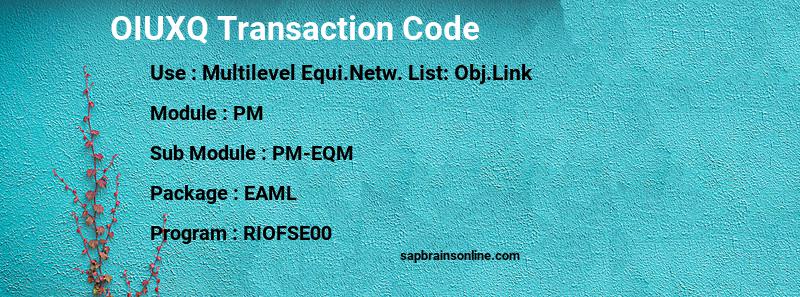 SAP OIUXQ transaction code