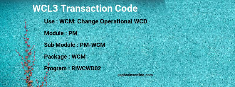SAP WCL3 transaction code