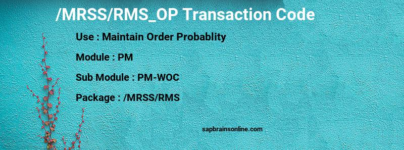 SAP /MRSS/RMS_OP transaction code