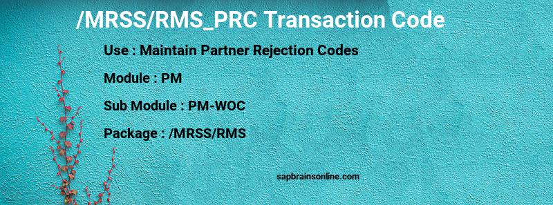 SAP /MRSS/RMS_PRC transaction code