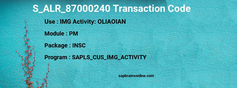 SAP S_ALR_87000240 transaction code