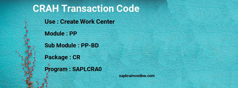 SAP CRAH transaction code