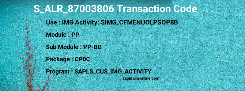 SAP S_ALR_87003806 transaction code