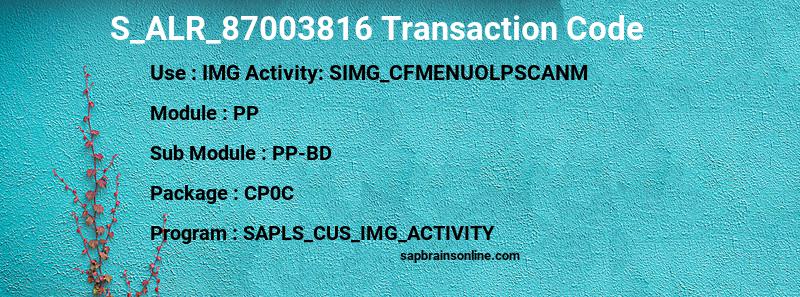 SAP S_ALR_87003816 transaction code