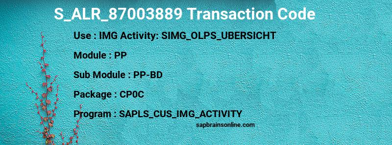 SAP S_ALR_87003889 transaction code
