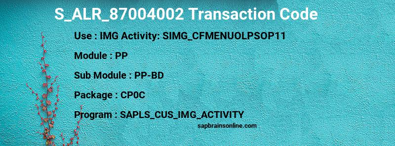 SAP S_ALR_87004002 transaction code