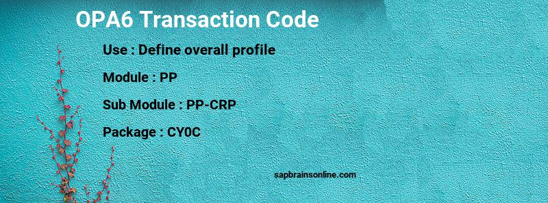 SAP OPA6 transaction code
