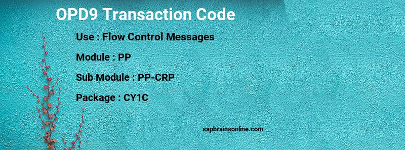 SAP OPD9 transaction code