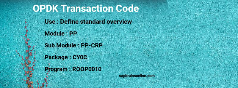 SAP OPDK transaction code
