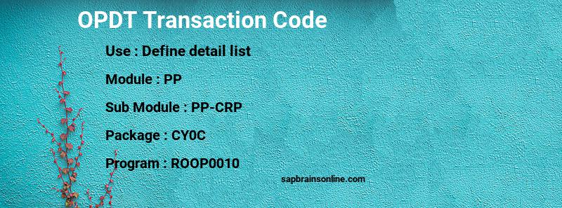 SAP OPDT transaction code