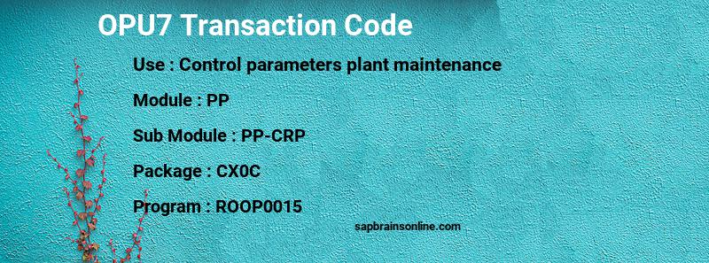 SAP OPU7 transaction code