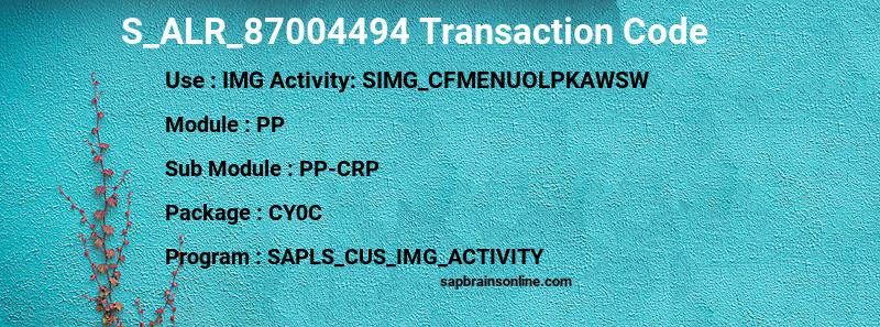SAP S_ALR_87004494 transaction code