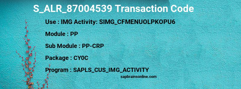 SAP S_ALR_87004539 transaction code