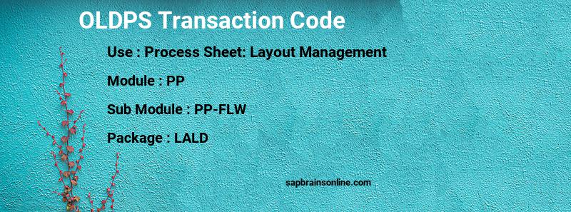 SAP OLDPS transaction code