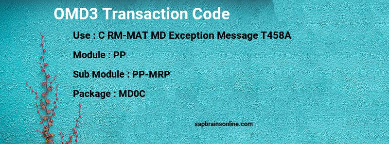 SAP OMD3 transaction code