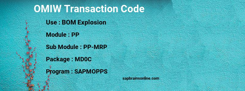 SAP OMIW transaction code