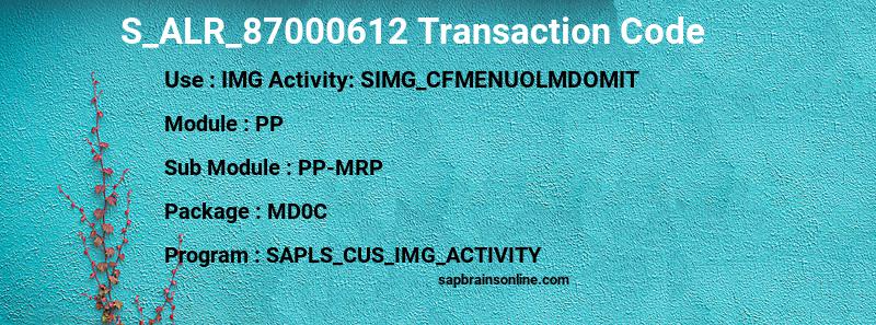 SAP S_ALR_87000612 transaction code