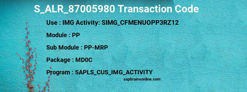 SAP S_ALR_87005980 transaction code