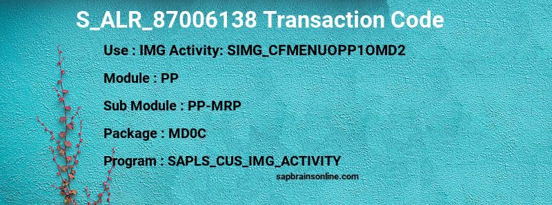 SAP S_ALR_87006138 transaction code