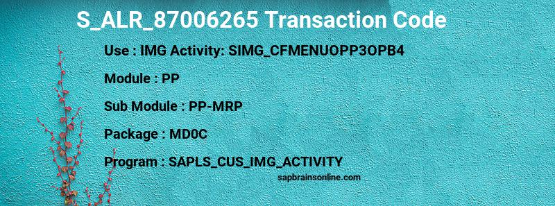 SAP S_ALR_87006265 transaction code