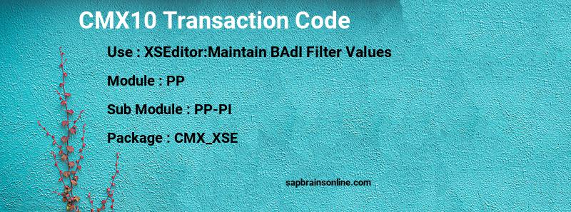 SAP CMX10 transaction code