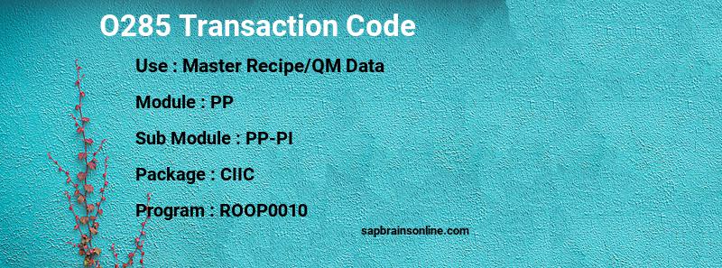 SAP O285 transaction code