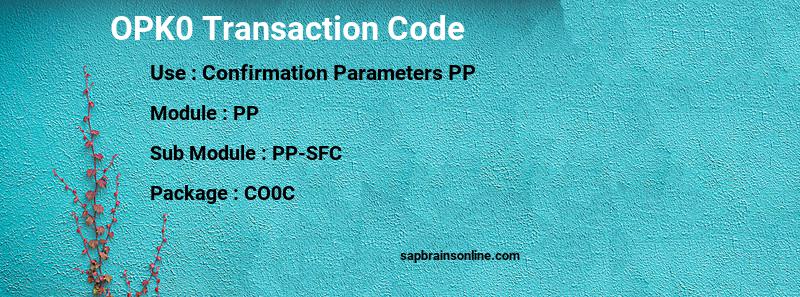 SAP OPK0 transaction code