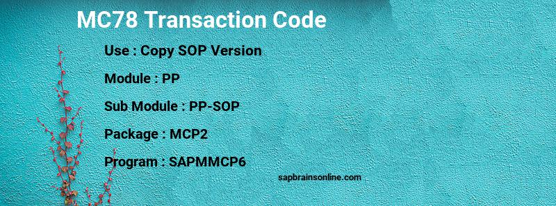 SAP MC78 transaction code