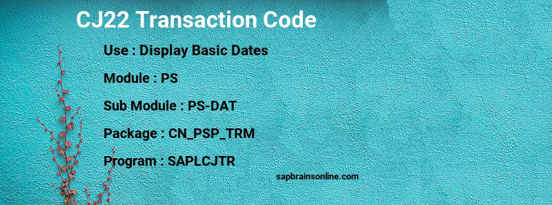 SAP CJ22 transaction code