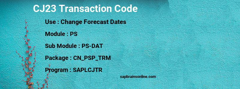 SAP CJ23 transaction code