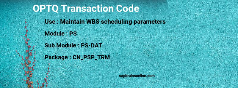 SAP OPTQ transaction code