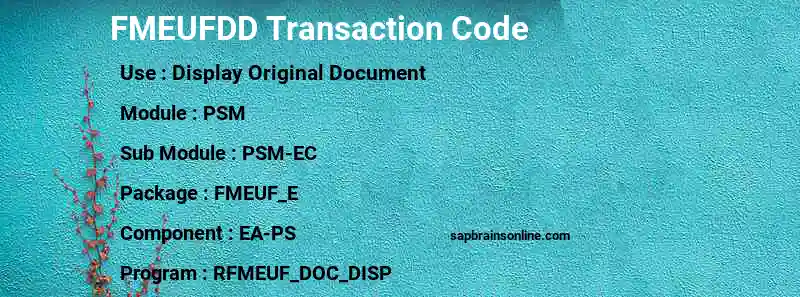 SAP FMEUFDD transaction code