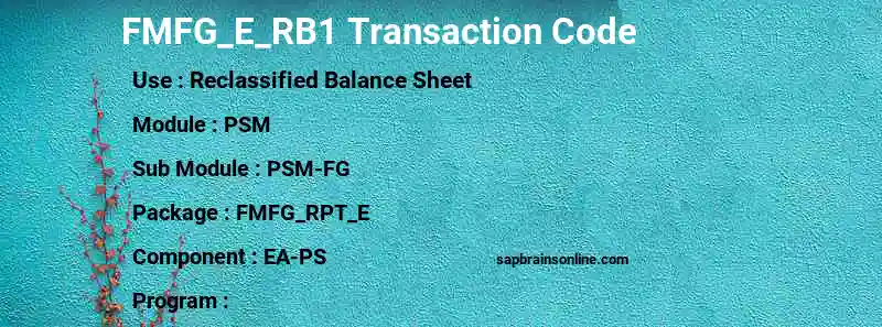 SAP FMFG_E_RB1 transaction code