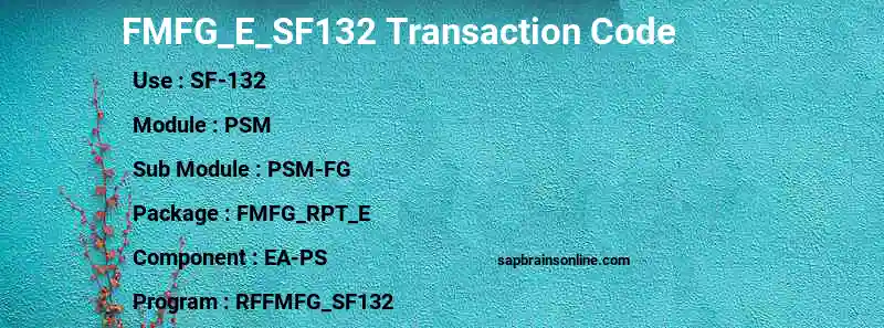 SAP FMFG_E_SF132 transaction code
